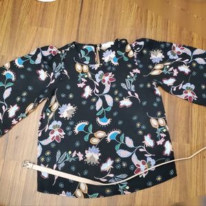 FINN AND GRACE long sleeve blouse. Black floral
